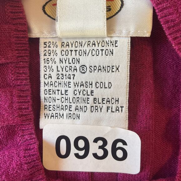 Talbots Women Sweatshirt XL Magenta Rayon Long Sleeve Mock Neck - Picture 3 of 8